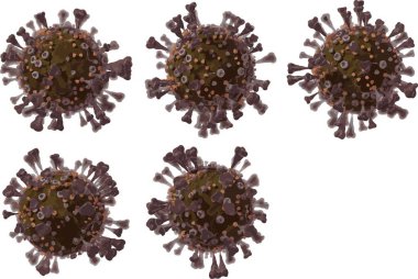 Corona VIrus COVID - Mikroskop altında 19. 3d illüstrasyon, vektör.