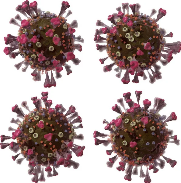 Corona VIrus COVID - Mikroskop altında 19. 3d illüstrasyon, vektör.