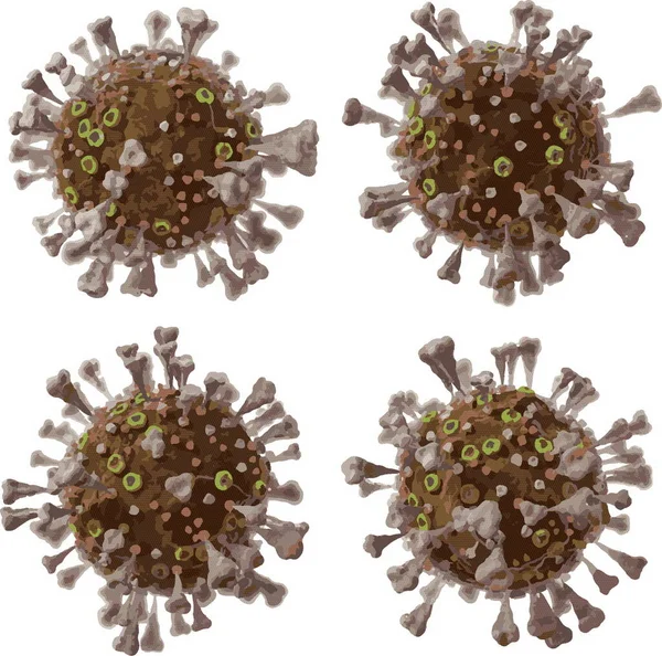 Corona VIrus COVID - Mikroskop altında 19. 3d illüstrasyon, vektör.