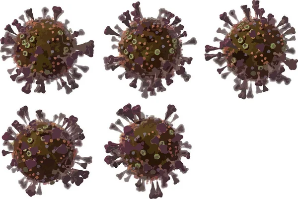 Corona Virus Covid Sob Microscópio Ilustração Vetor — Vetor de Stock