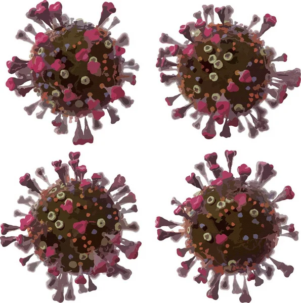 Corona VIrus COVID - Mikroskop altında 19. 3d illüstrasyon, vektör.