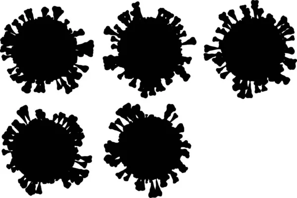 Corona VIrus COVID-19 mikroskop vektör çizimi, siluet logosu altında.