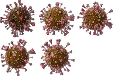 Corona VIrus COVID - Mikroskop altında 19 3d illüstrasyon, mürekkep vektörü.