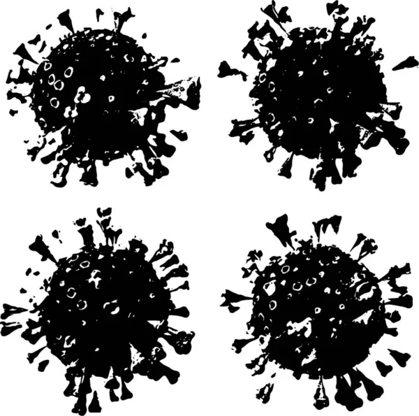 Corona VIrus COVID - Mikroskop altında 19 3d illüstrasyon, mürekkep vektörü.