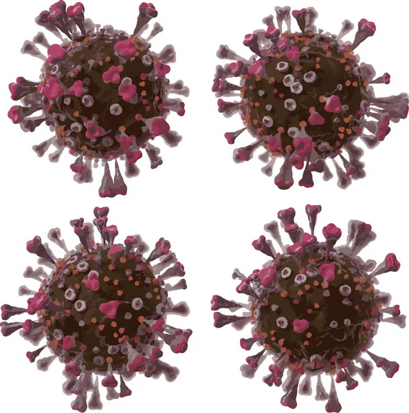Corona VIrus COVID - Mikroskop altında 19 3d illüstrasyon, mürekkep vektörü.
