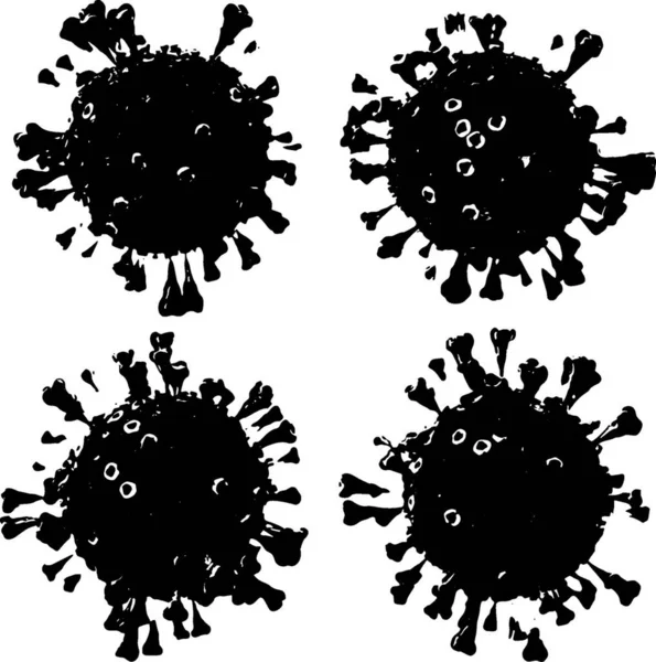 Corona VIrus COVID - Mikroskop altında 19 3d illüstrasyon, mürekkep vektörü.