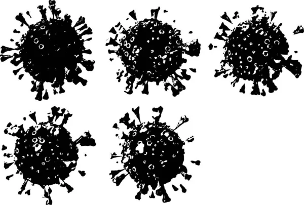 Corona VIrus COVID - Mikroskop altında 19 3d illüstrasyon, mürekkep vektörü.