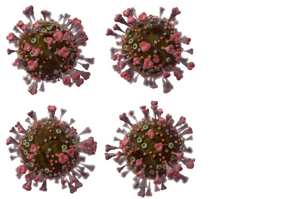 Corona VIrus COVID - Mikroskop altında 19 3d illüstrasyon, mürekkep vektörü.