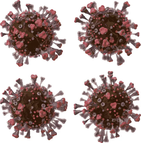 Corona VIrus COVID - Mikroskop altında 19 3d illüstrasyon, mürekkep vektörü.