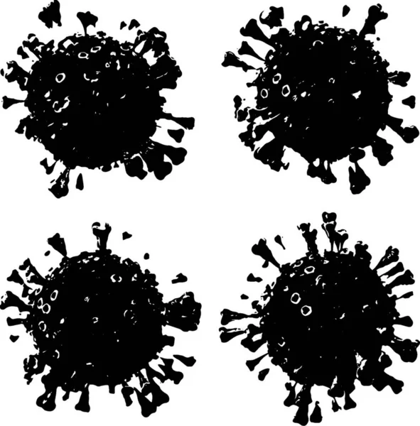 Corona VIrus COVID - Mikroskop altında 19 3d illüstrasyon, mürekkep vektörü.