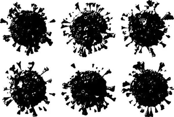 Corona VIrus COVID - Mikroskop altında 19 3d illüstrasyon, mürekkep vektörü.