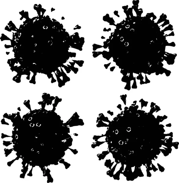 Corona VIrus COVID - Mikroskop altında 19 3d illüstrasyon, mürekkep vektörü.