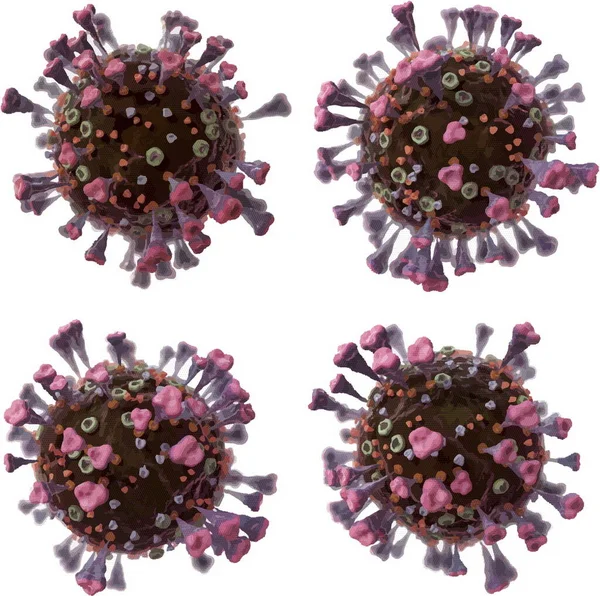 Corona VIrus COVID - Mikroskop altında 19 3d illüstrasyon, mürekkep vektörü.