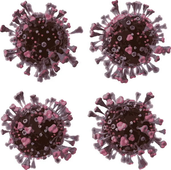 Corona VIrus COVID - Mikroskop altında 19 3d illüstrasyon, mürekkep vektörü.