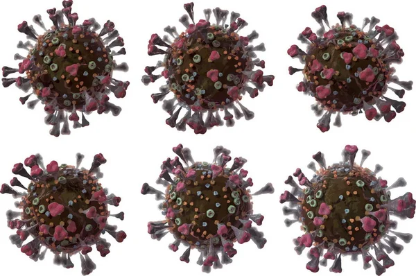 Corona VIrus COVID - Mikroskop altında 19 3d illüstrasyon, mürekkep vektörü.