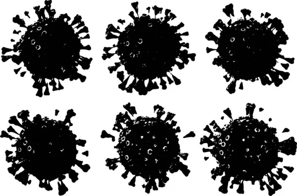 Corona VIrus COVID - Mikroskop altında 19 3d illüstrasyon, mürekkep vektörü.