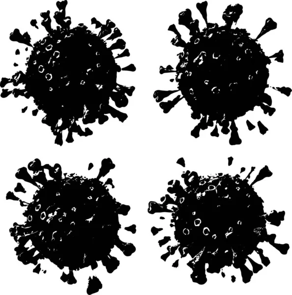Corona VIrus COVID - Mikroskop altında 19 3d illüstrasyon, mürekkep vektörü.
