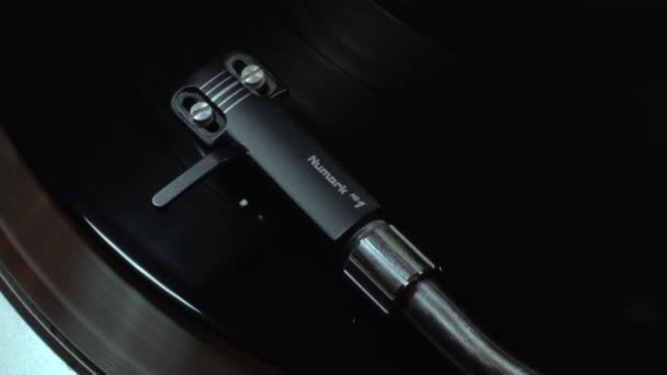 Numark Tonearm Turntable Vinyl Spinning Closeup Macro — Stock Video