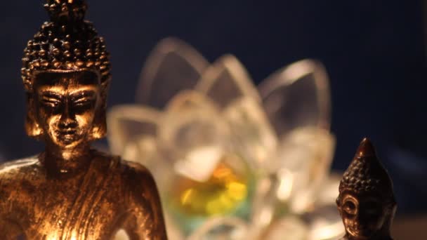 Статуя Будды Медитирует Вблизи — стоковое видео