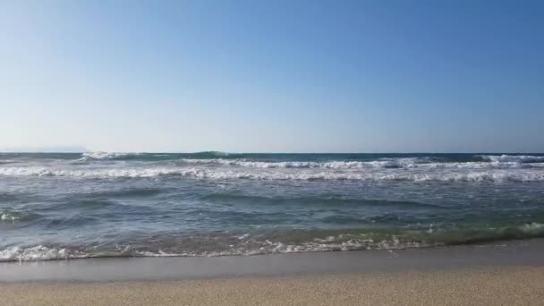 Crete Island Greece Summer Beach Waves Shore Panorama — Stock Video