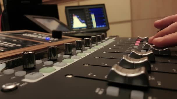 Sound Engineer Mixing Music Post Production Audio Studio — Stock Video