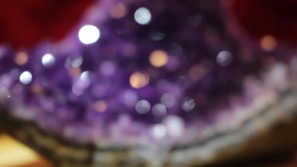 Purple Amethyst Crystal Macro Close — Stock Video