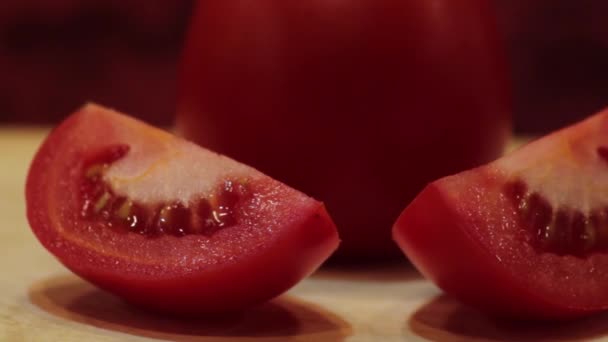 Rote Tomaten Makro Nahaufnahme — Stockvideo