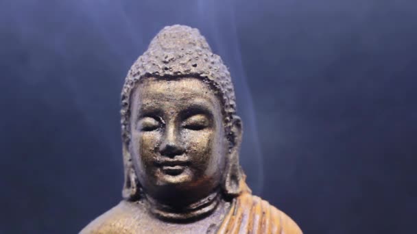 Buddha Meditieren Mit Räucherrauch — Stockvideo