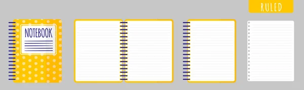 Ilustração Desenho Animado Vetorial Com Caderno Regras Caderno Aberto Folhas — Vetor de Stock