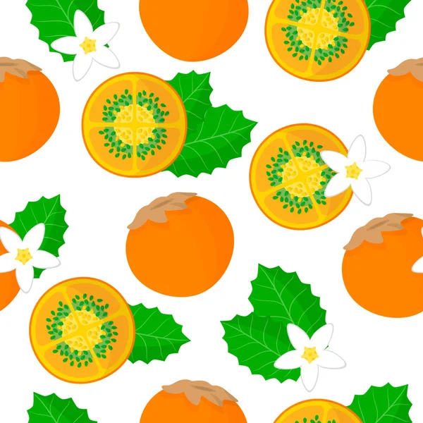 Patrón Sin Costuras Dibujos Animados Vectoriales Con Frutas Exóticas Flores — Vector de stock