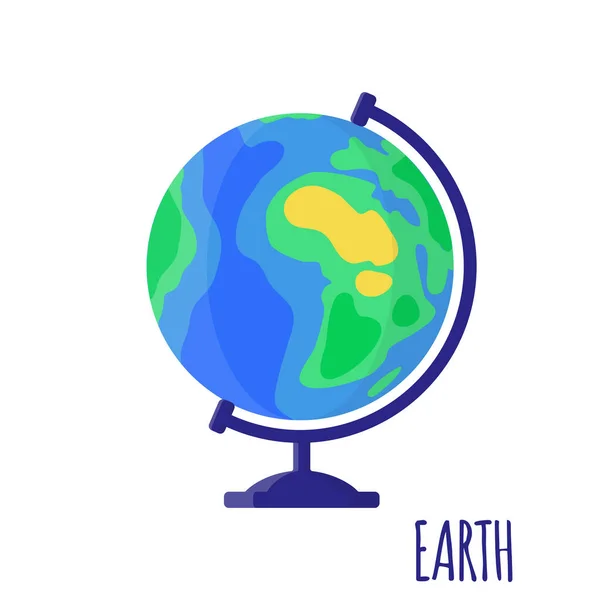 Vector Cartoon Illustration Desktop School Earth Globe Isolated White Background — Stock Vector