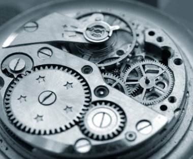 Vintage saat mekanizmasının makro resmini kapat