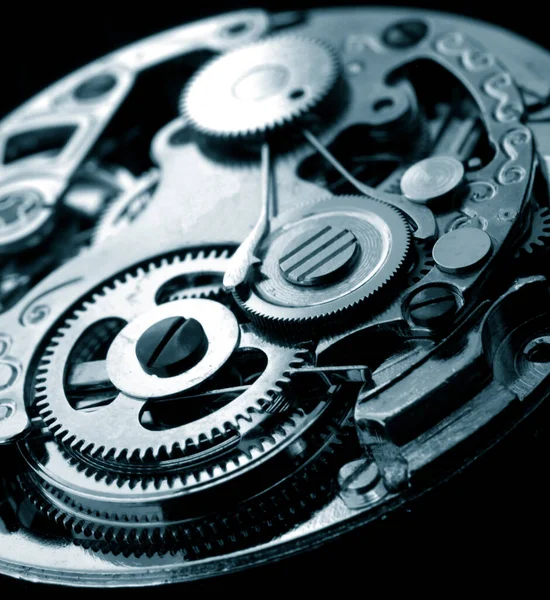 Vintage Mekanisk Klocka Maskin Närbild Makro Detalj — Stockfoto