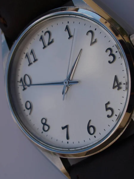 Close Van Klassieke Jurk Horloge Wijzerplaat — Stockfoto