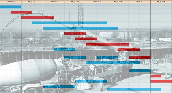 time chart gantt diagram over building construction image