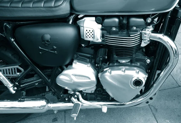 Крупным Планом Фото Мотоцикла Хромированных Деталей — стоковое фото