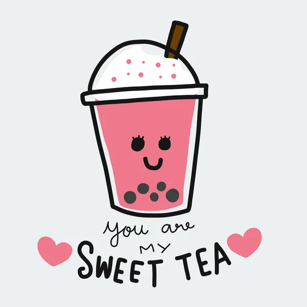 Sen benim tatlı çay karikatür vektör çizim çizim tarzımsın.