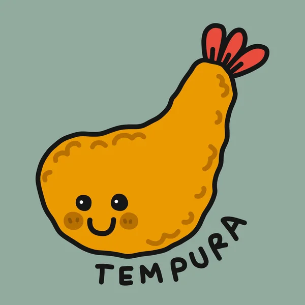 Tempura 日本食品 卡通矢量图解涂鸦风格 — 图库矢量图片
