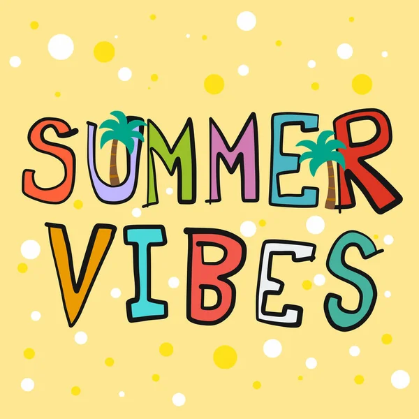 Καλοκαίρι Vibes Λέξη Πολύχρωμο Διανυσματική Απεικόνιση — Διανυσματικό Αρχείο
