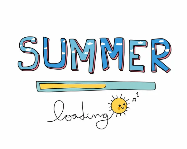 Summer Betöltése Aranyos Nap Rajzfilm Vektor Illusztráció Doodle Stílus — Stock Vector