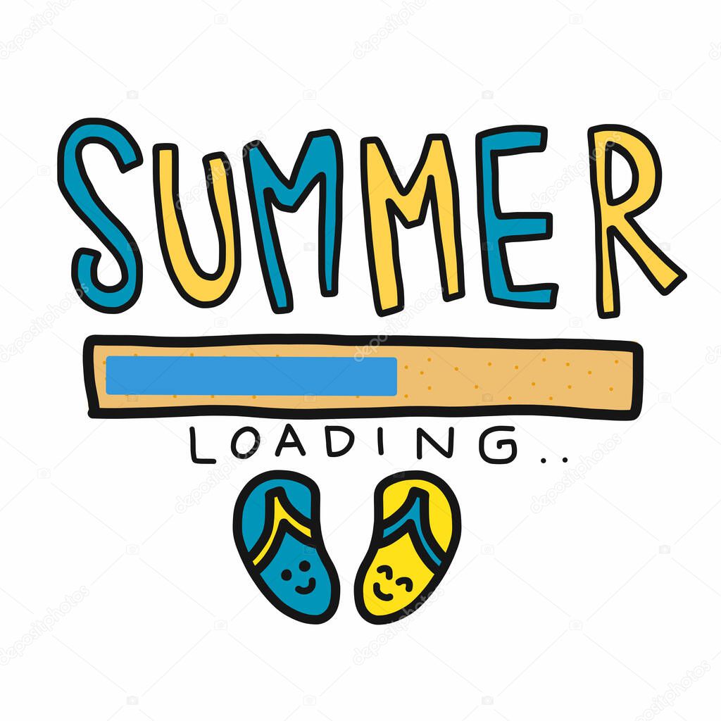 Summer loading and sandal cartoon vector illustration