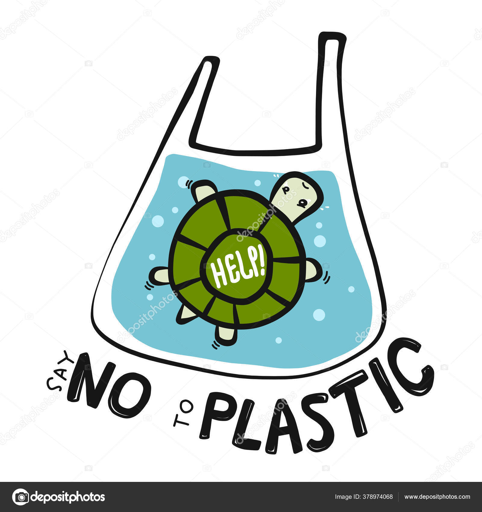 乌龟对塑料漫画病媒图解涂鸦风格说不图库矢量图©AmySachar 378974068