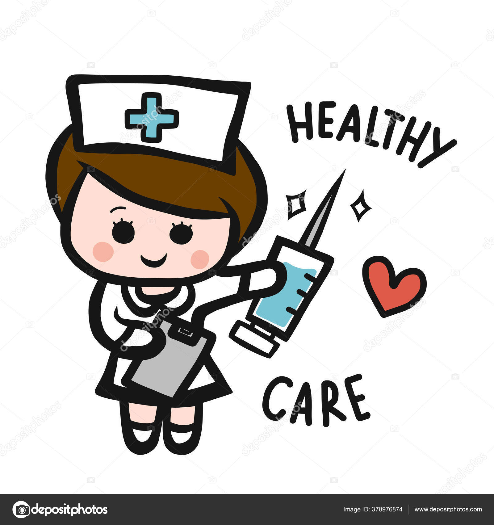 Nurse Vaccine Injection Needle Cartoon Doodle Style Vector Illustration  Stock Vector Image by ©AmySachar #378976874