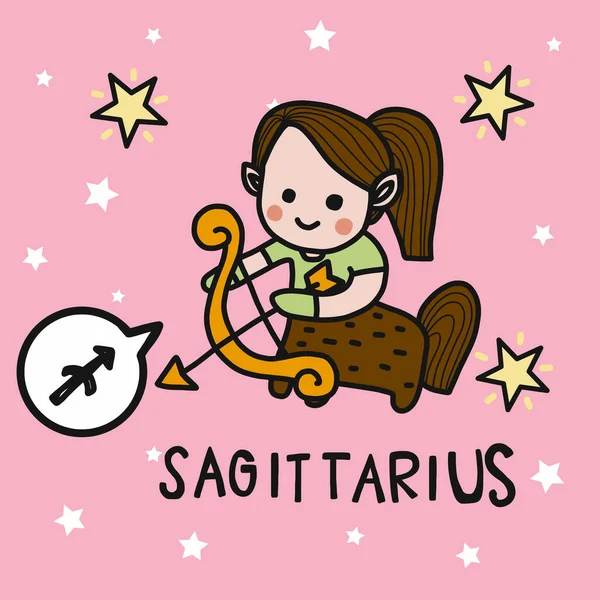 Yay burcu karikatür vektör çizimi karalama stili 