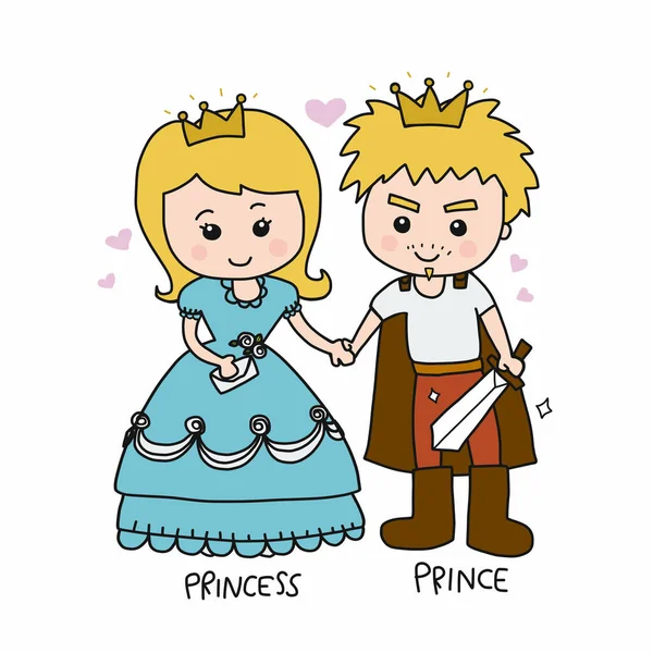 Prinz Und Prinzessin Cartoon Vektor Illustration — Stockvektor