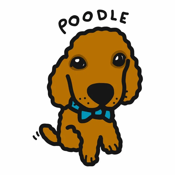 Poodle Perro Dibujos Animados Estilo Garabato — Vector de stock