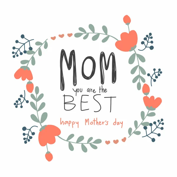 Mon You Best Happy Mother Day Wort Blumenkranz Vektor Illustration — Stockvektor