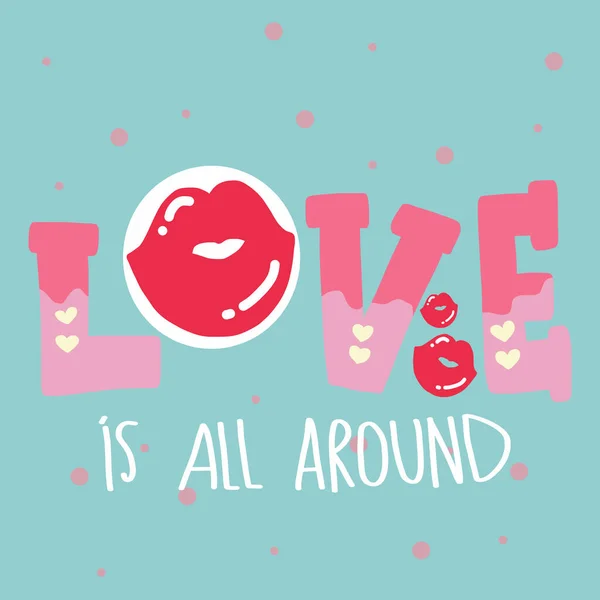 Love All Word Kisses Vector Illustration Pastel Tone — Stock Vector