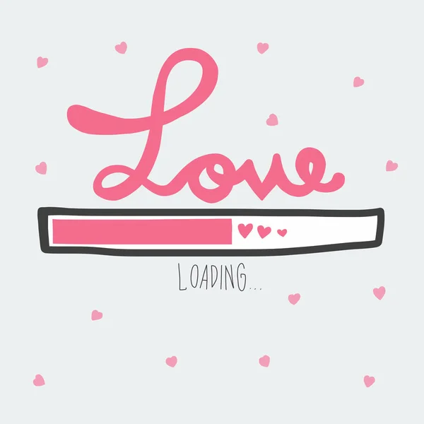 Love Loading Pink Hearts Vector Illustration Doodle Style — Stock Vector