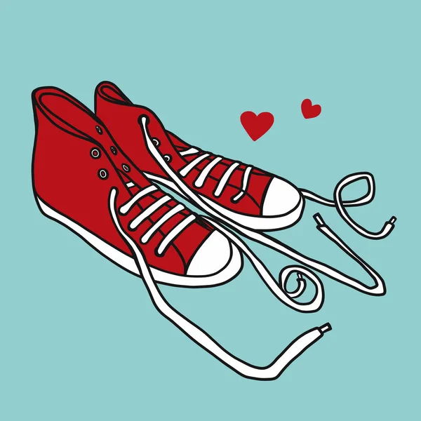 Liefde Sneaker Schoen Cartoon Vector Illustratie — Stockvector